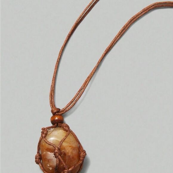 Brown & Silver Wing & Tree Of Life 3pc Stone Necklace Set - Picture 3 of 4